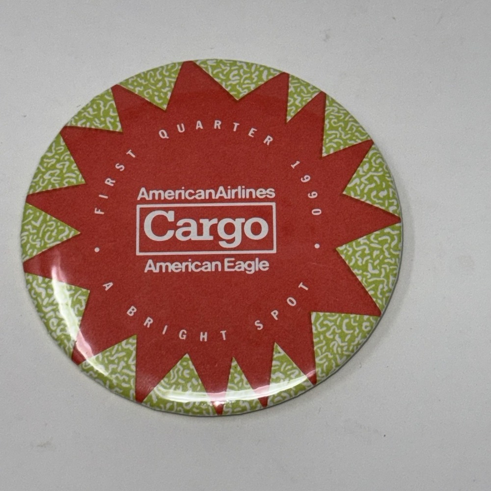 Vintage Advertising 1990 Pinback Button Cargo American Eagle AMERICAN AIRLINES